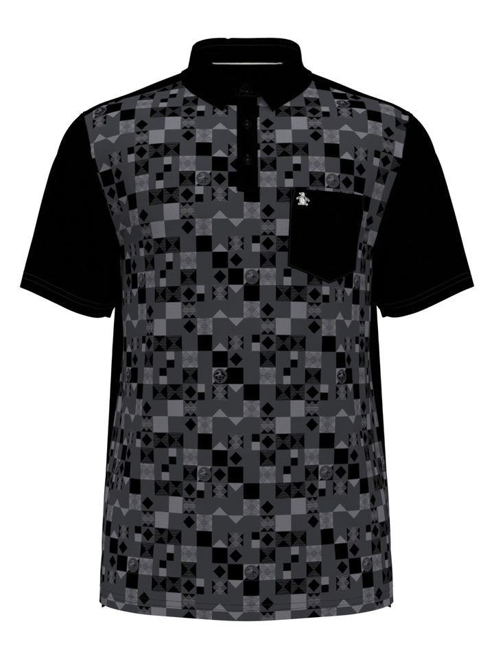 Checkerboard Print Golf Polo (Caviar) 