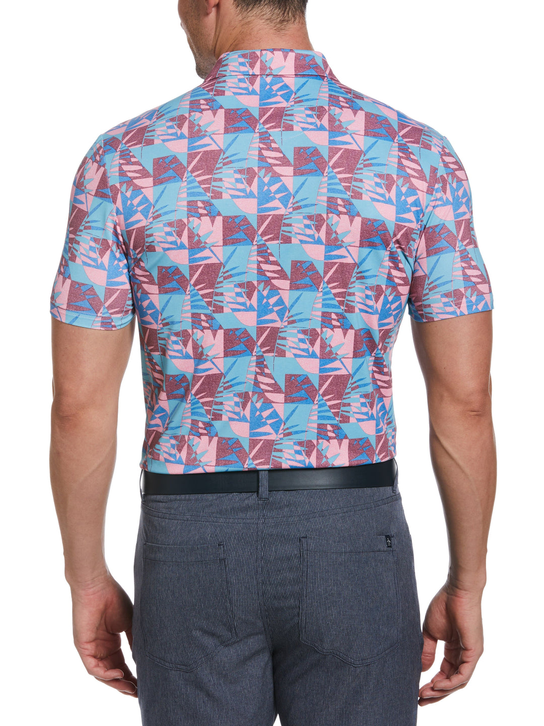 Cubist Floral Print Golf Polo (Cordovan) 