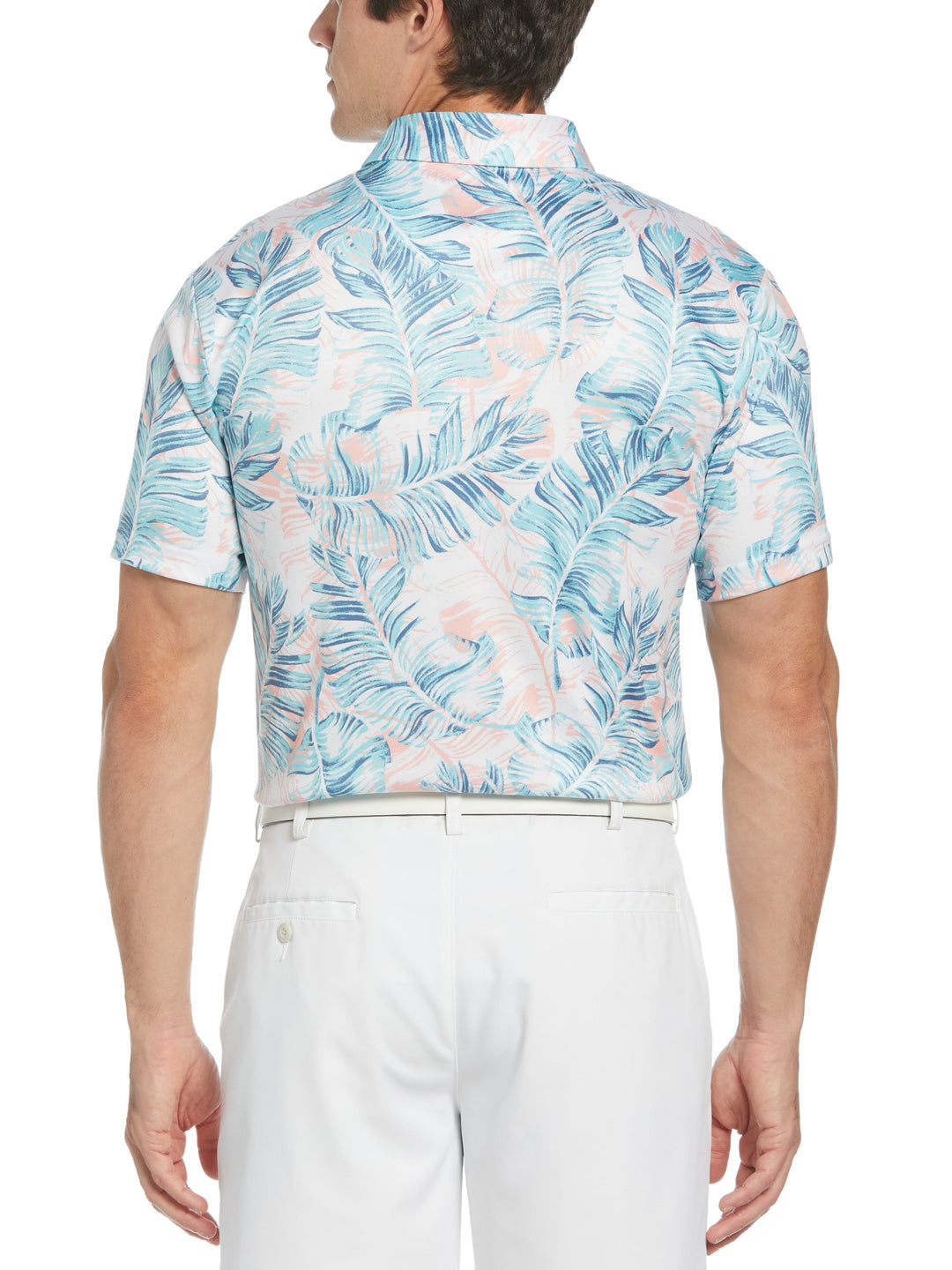 Destination Palm Printed Golf Polo (Bright White) 