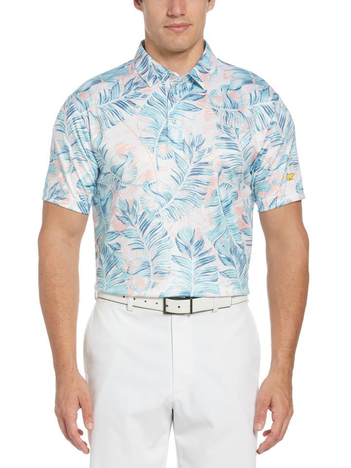 Destination Palm Printed Golf Polo (Bright White) 