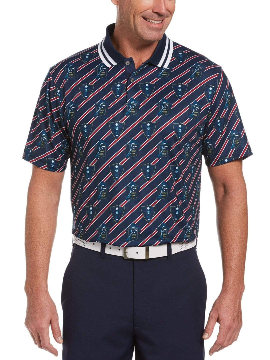 Men's Eco Allover Crest Print Golf Polo
