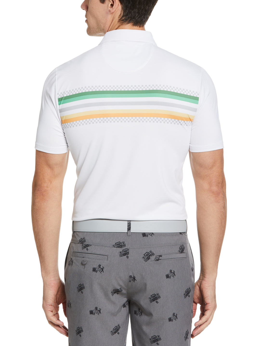 Engineered Coastal Ombre Print Golf Polo Shirt (Bright White) 