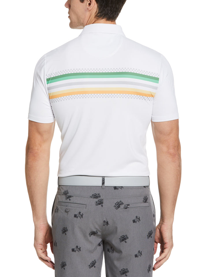 Engineered Coastal Ombre Print Golf Polo Shirt (Bright White) 
