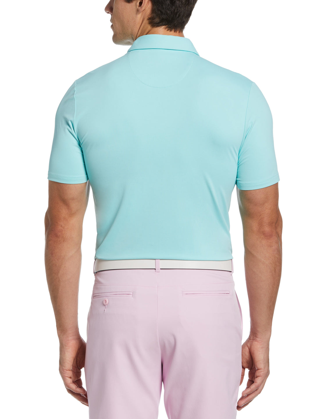 Engineered Floral Stripe Print Golf Polo (Limpet Shell) 
