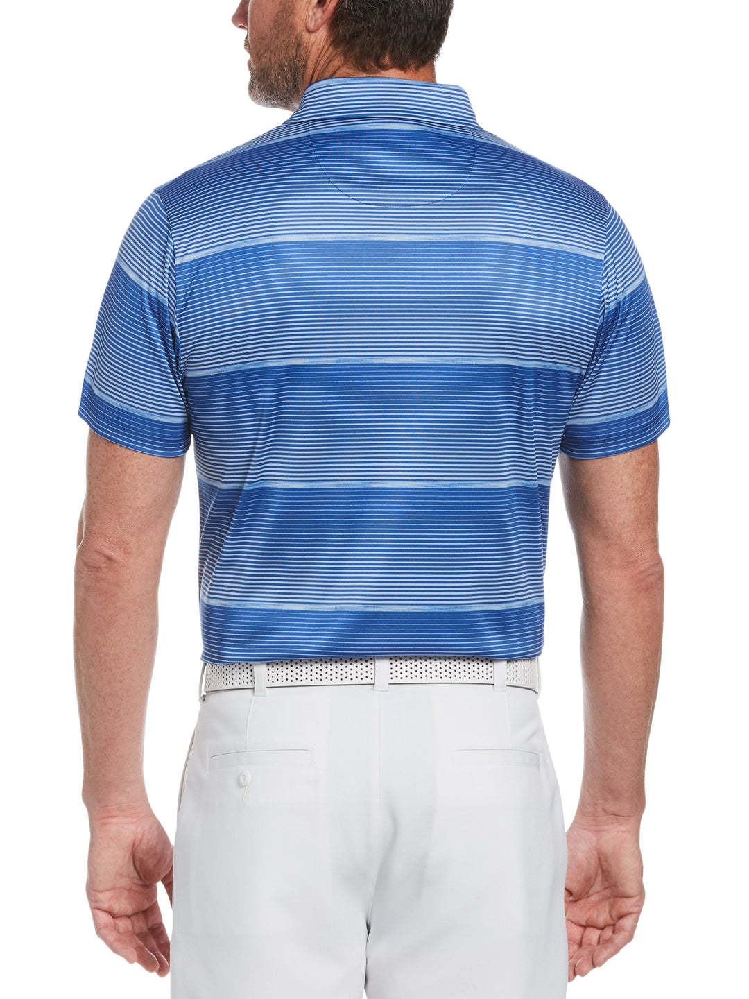 Men's Faded Space Dye Striped Golf Polo