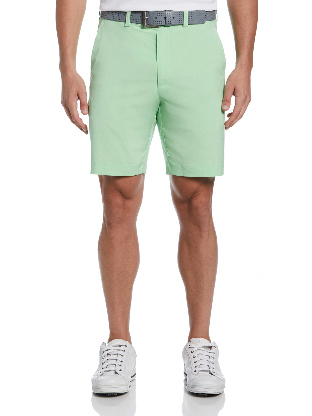 Flat Front Heather 9" Golf Short with Active Waistband (Green Ash Heather) 