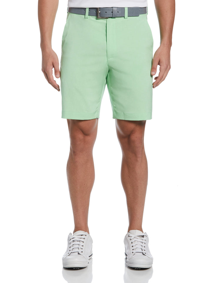 Flat Front Heather 9" Golf Short with Active Waistband (Green Ash Heather) 