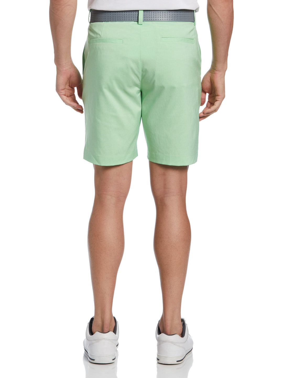 Flat Front Heather 9" Golf Short with Active Waistband (Green Ash Heather) 