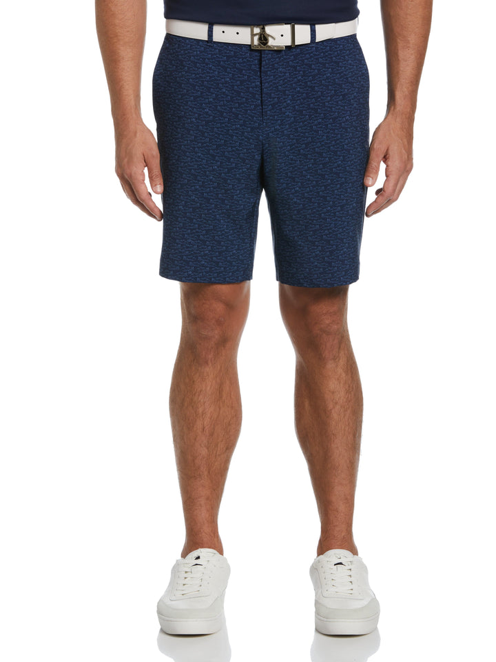 Flat Front Hiking Print Golf Short (Black Iris) 