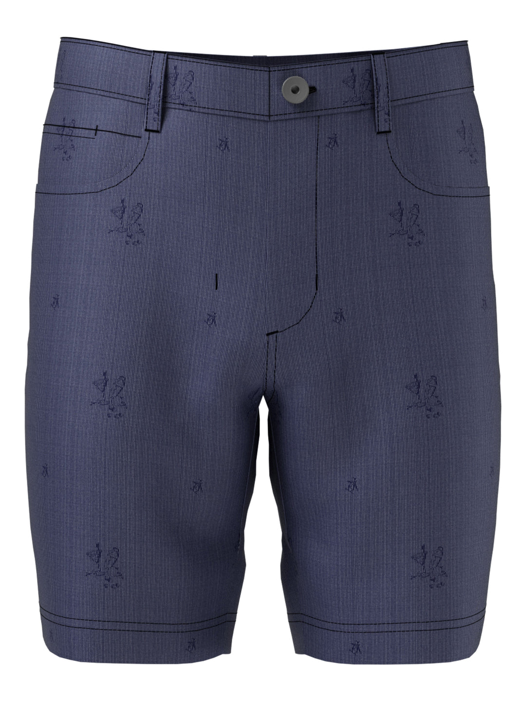 Flat Front Martini Print 5-Pocket 8" Golf Short (Black Iris) 