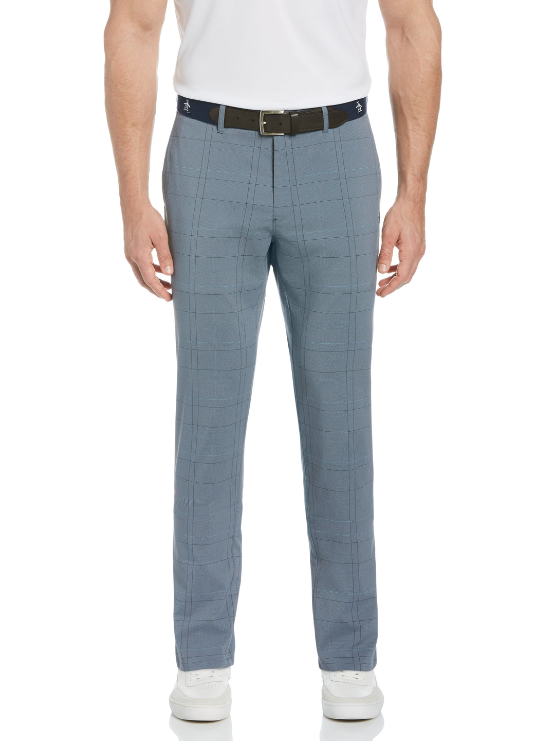 Men's Flat Front Plaid Golf Trousers