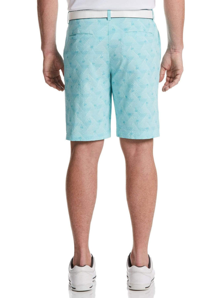 Men's Flat Front Seersucker Tropical Print Short