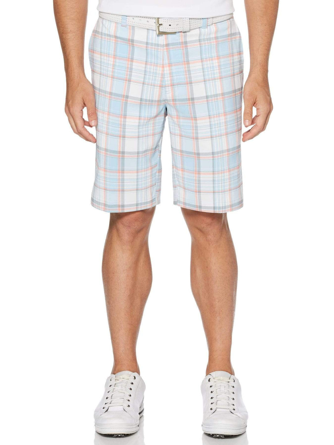 Men's Flat Front Yarn Dye Madras Golf Short with Active Waistband