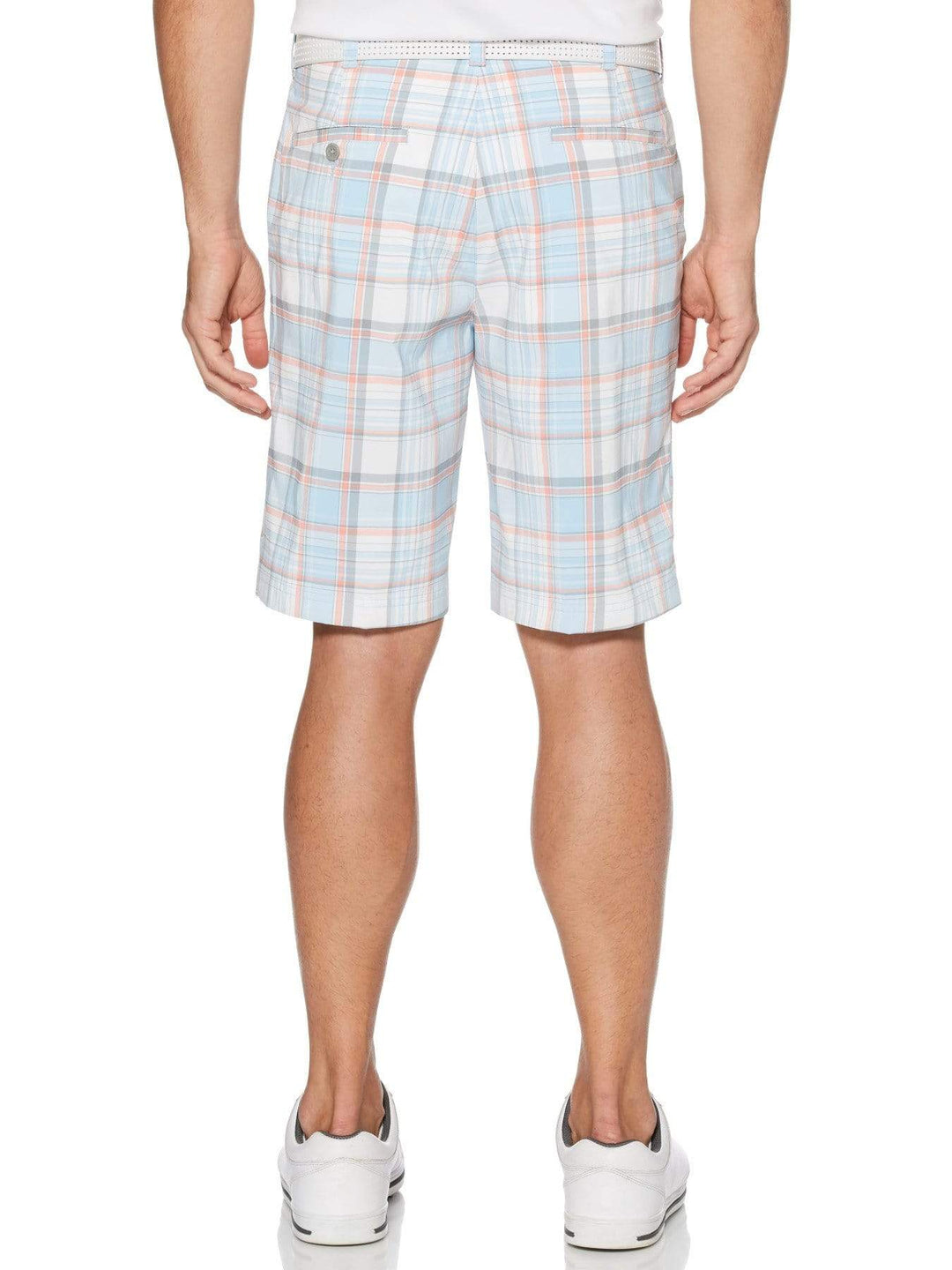 Men's Flat Front Yarn Dye Madras Golf Short with Active Waistband