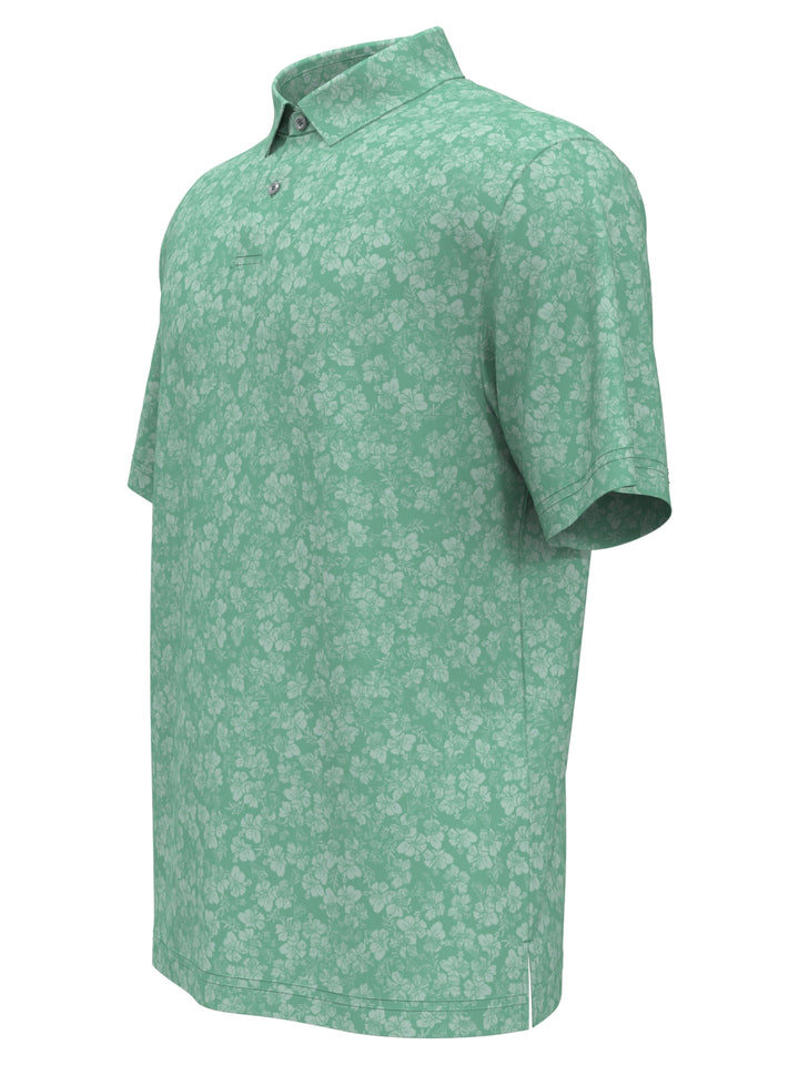 Hibiscus Print Golf Polo (Dusty Jade Green) 