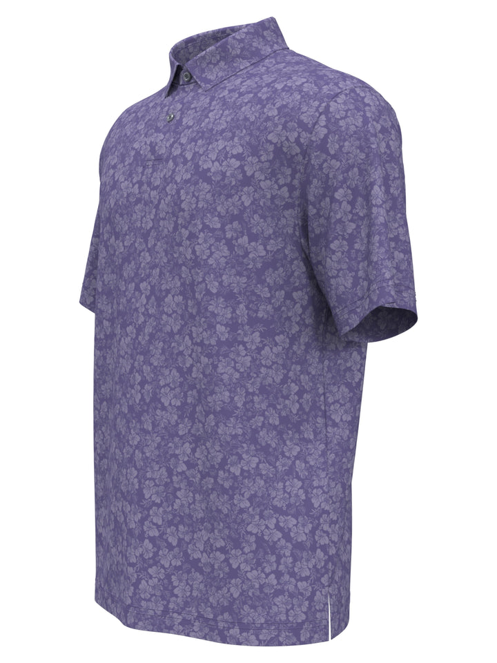 Hibiscus Print Golf Polo (Lavender Violet) 