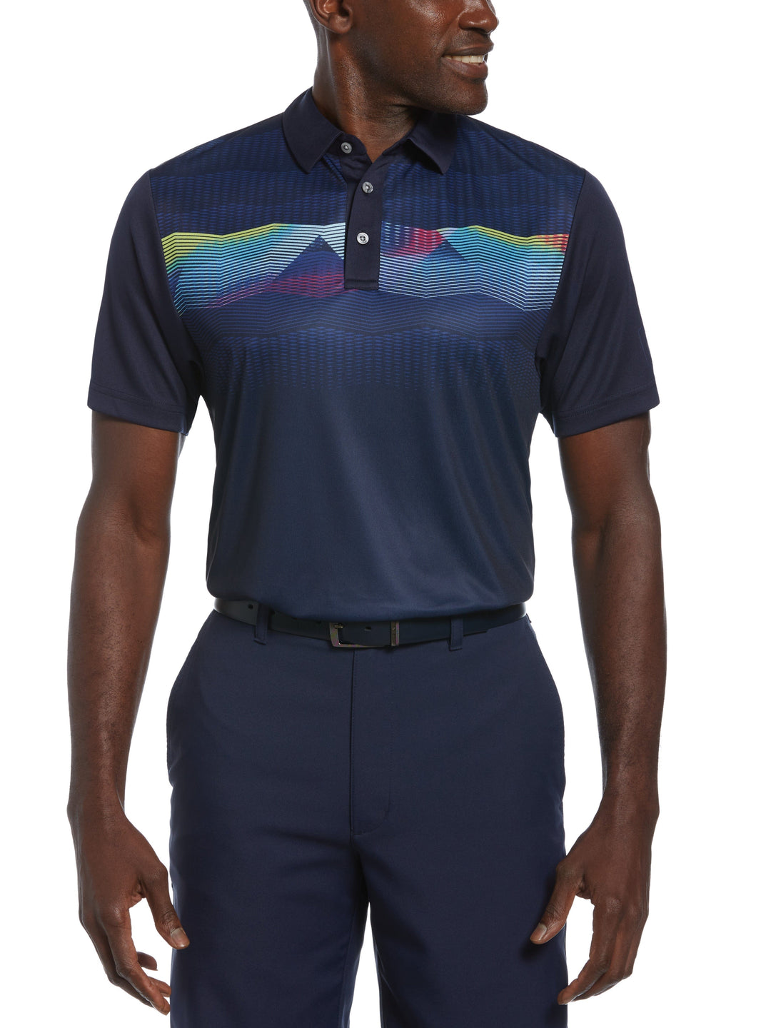 Men's High Contrast Ombre Geo Print Golf Polo