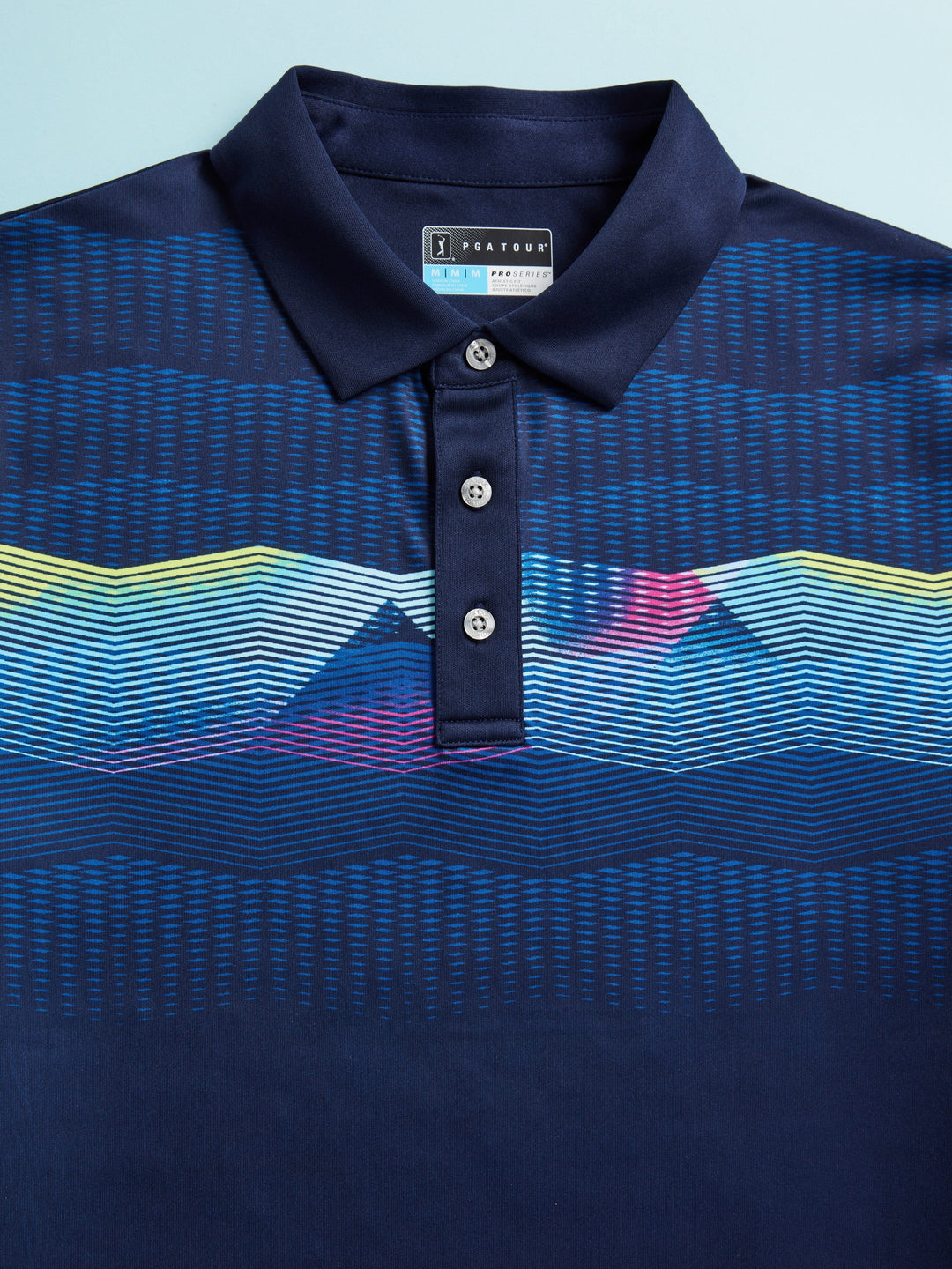 Men's High Contrast Ombre Geo Print Golf Polo