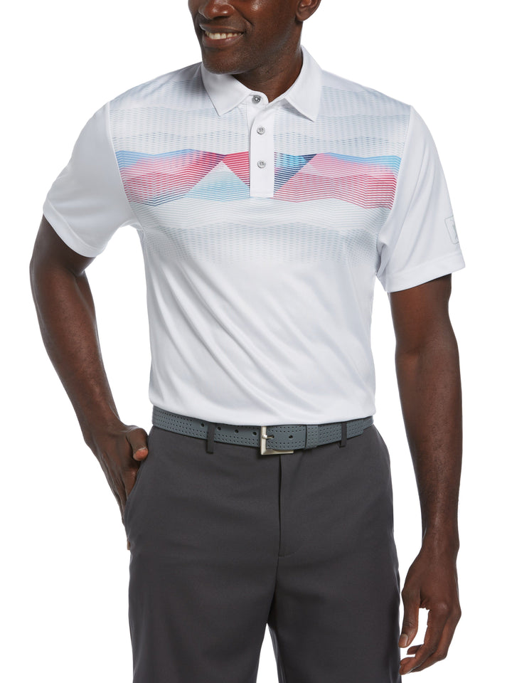 Men's High Contrast Ombre Geo Print Golf Polo