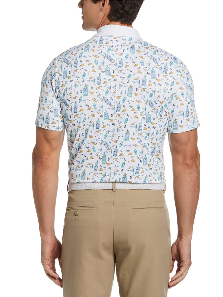 Men's Novelty Martini Print Golf Polo