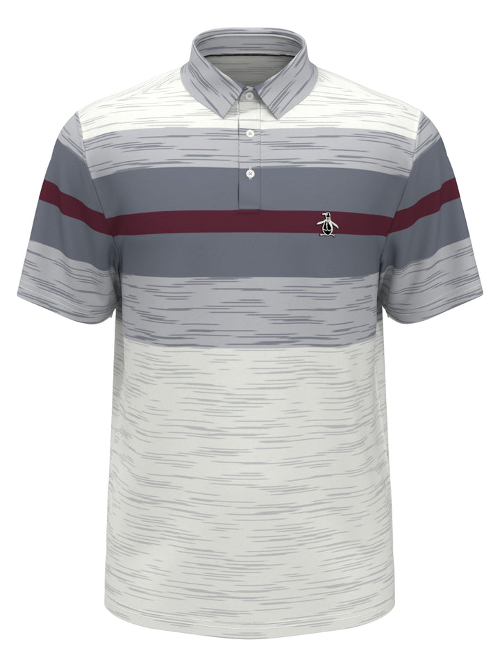 Ombre Slub Color Block Golf Polo (Bright White) 