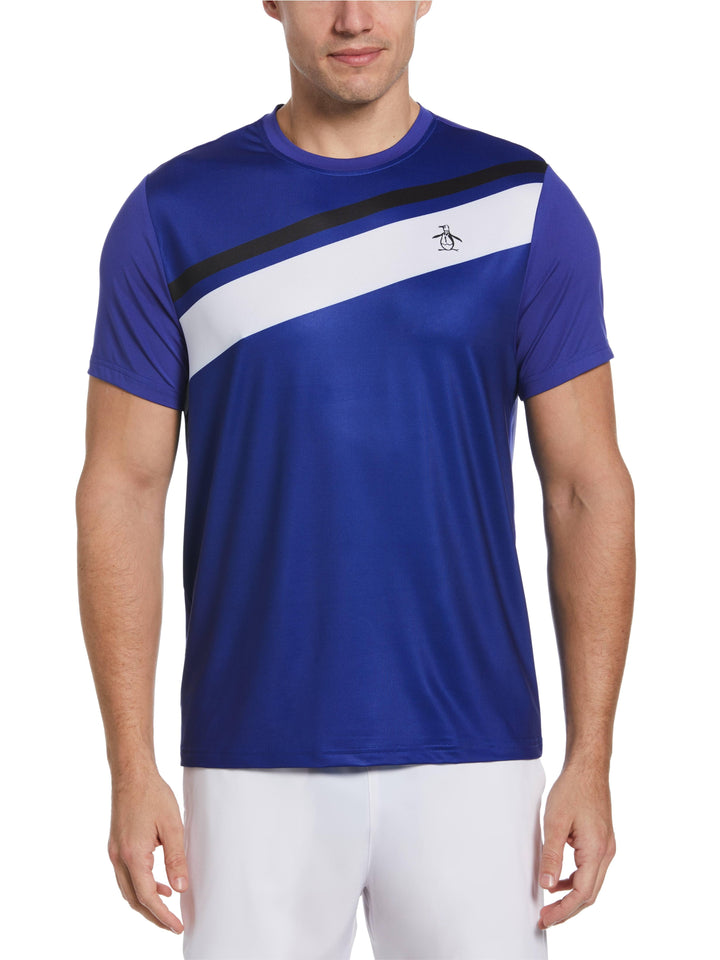 Performance Color Block Print Tennis Tee (Bluing) 