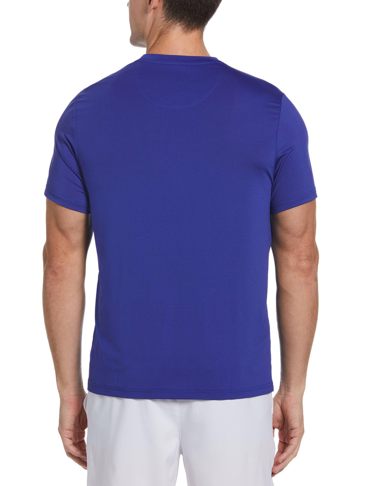 Performance Color Block Print Tennis Tee (Bluing) 