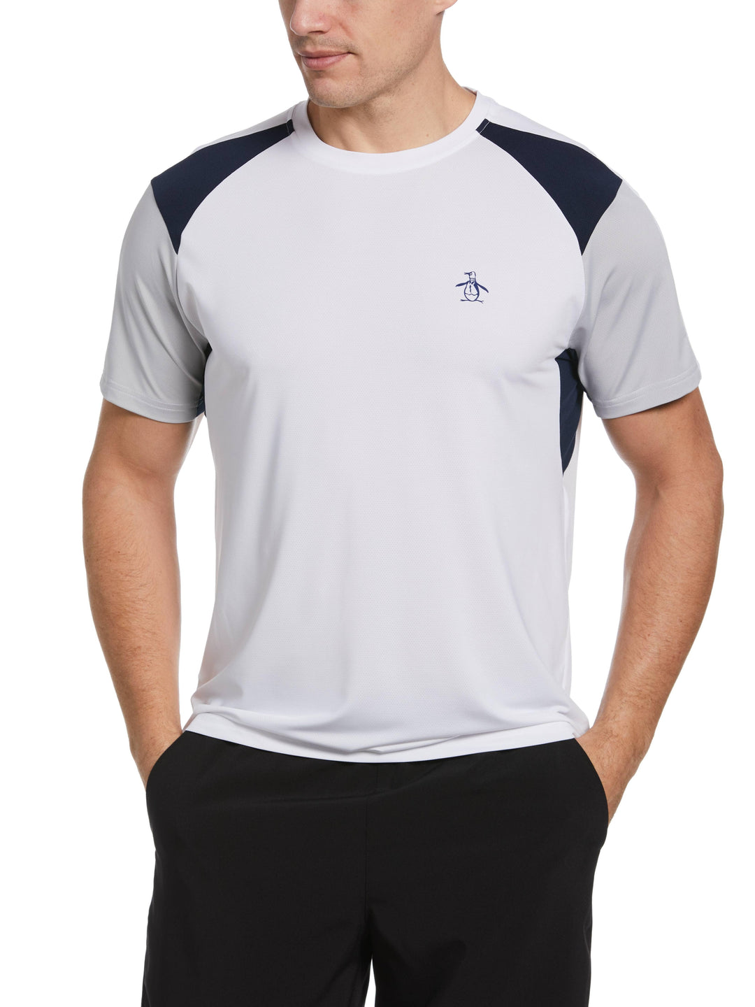Performance Color Block Tennis Tee (Bright White) 