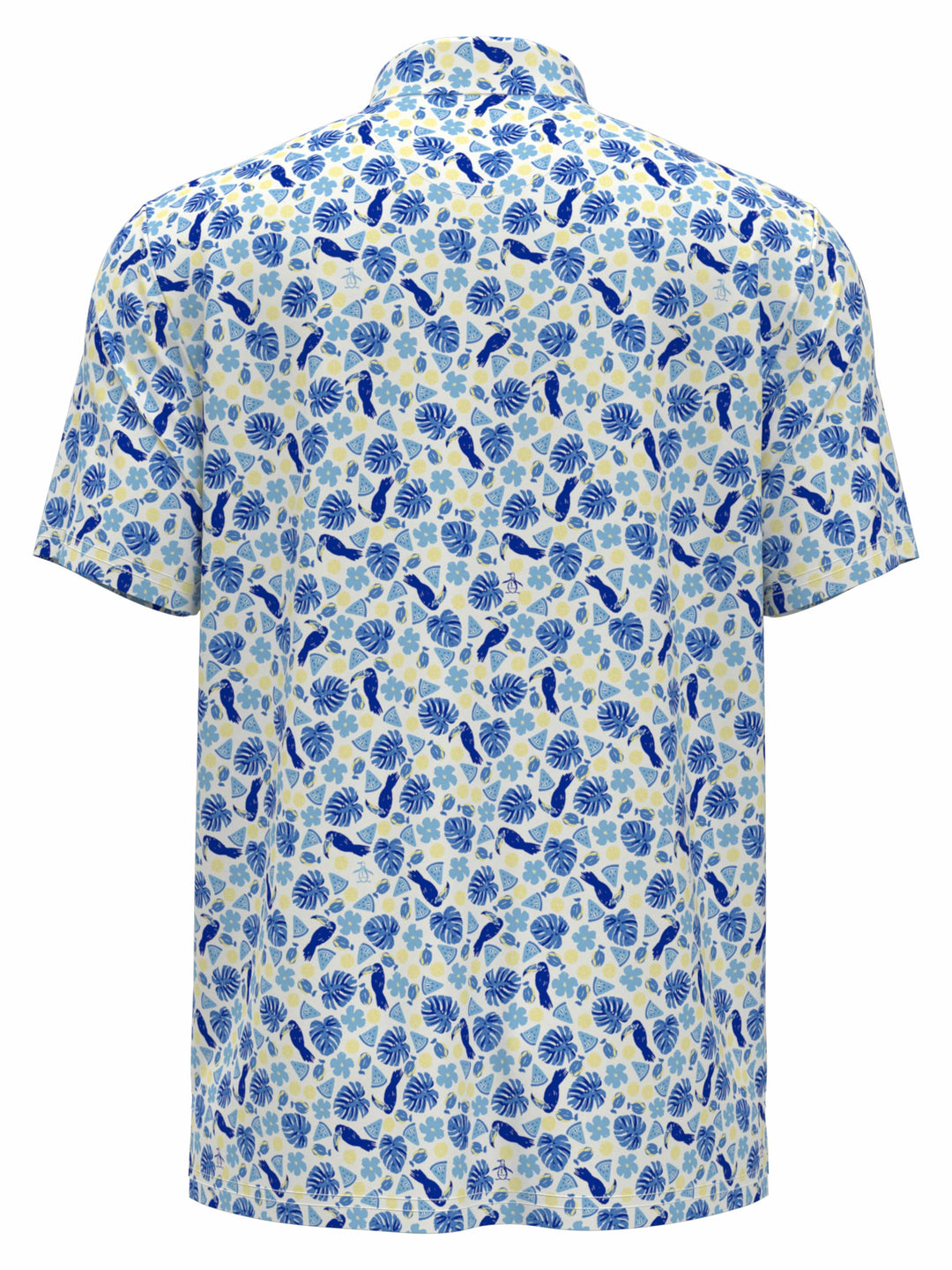 Pete in Paradise Print Golf Polo (Bright White/Baltic Sea) 