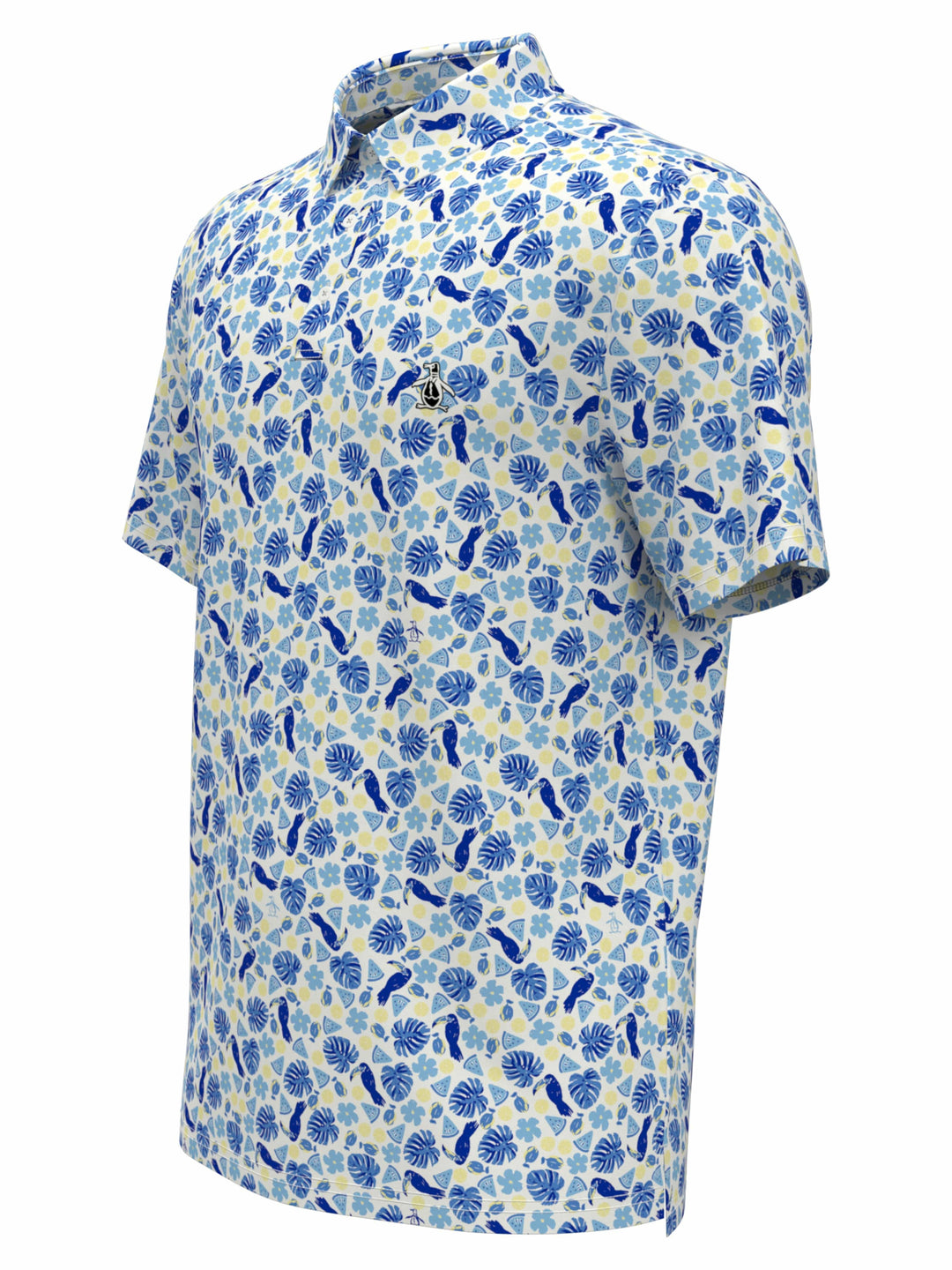Pete in Paradise Print Golf Polo (Bright White/Baltic Sea) 