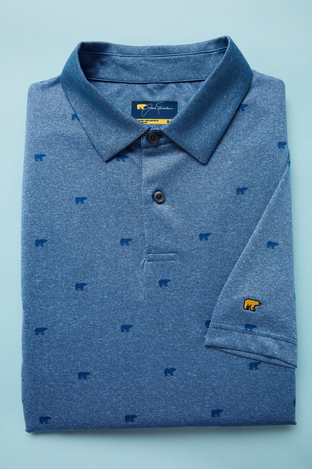 Men's Printed Bear Textured Heather Golf Polo
