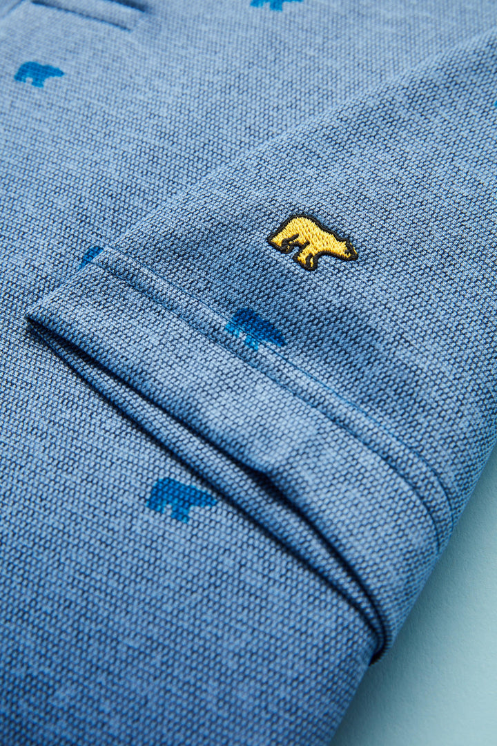Men's Printed Bear Textured Heather Golf Polo