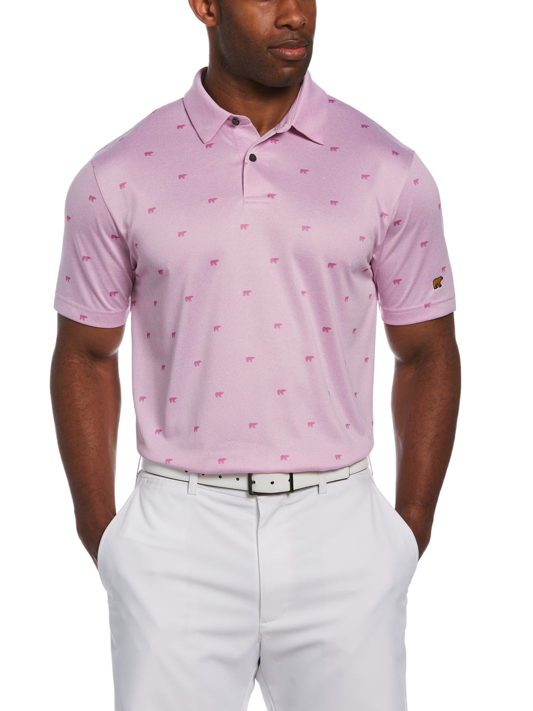 Printed Bear Textured Heather Golf Polo (Orchid Heather) 