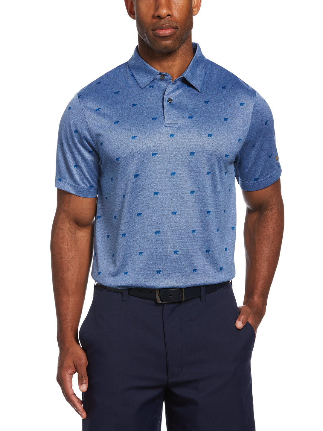Printed Bear Textured Heather Golf Polo (Skydiver Heather) 