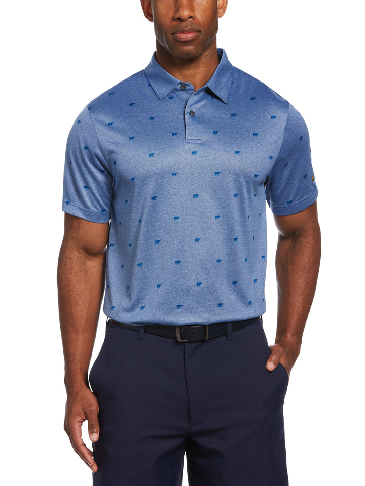 Printed Bear Textured Heather Golf Polo (Skydiver Heather) 