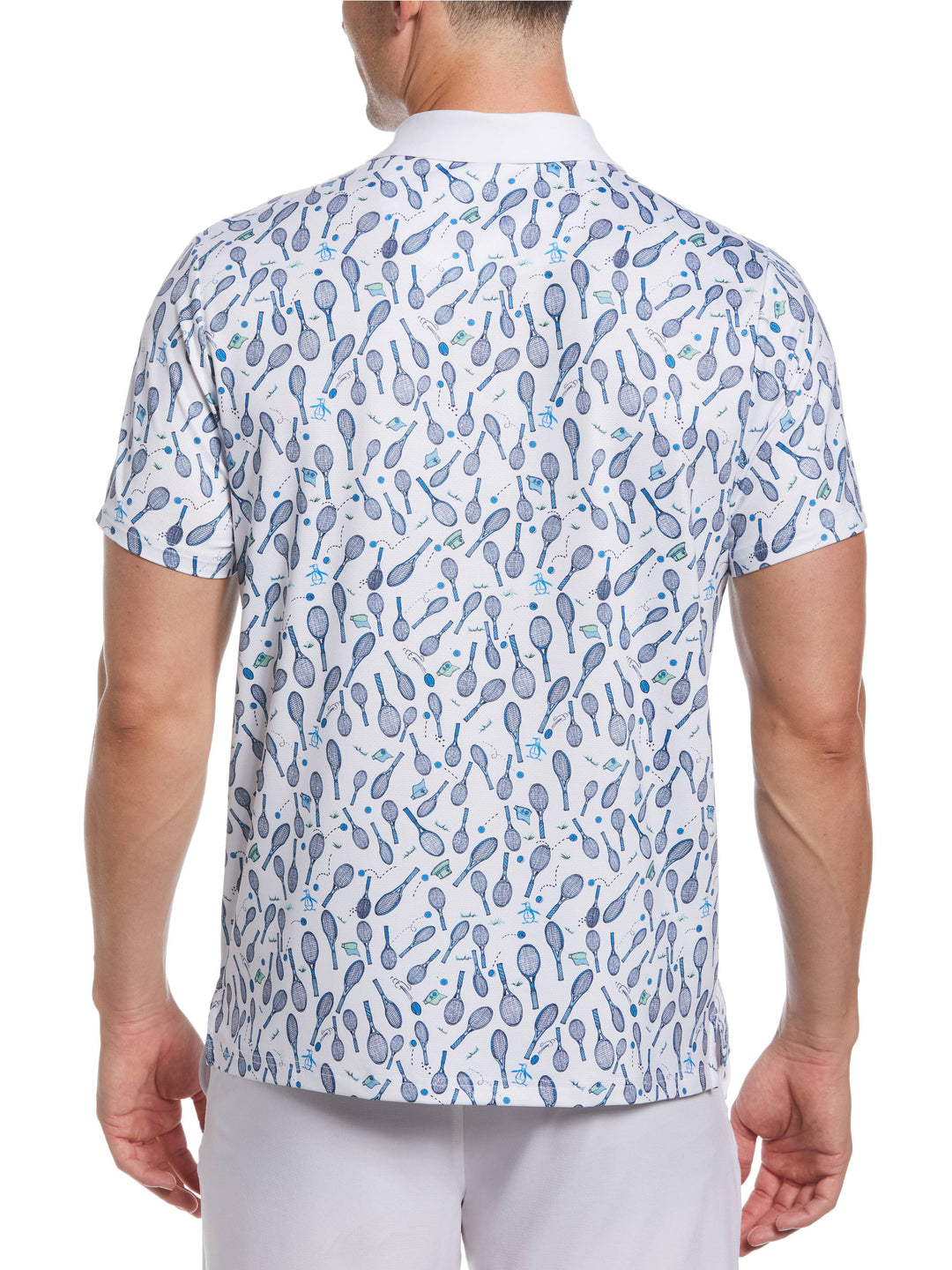 Men's Racquet Printed Tennis Golf Polo Shirt