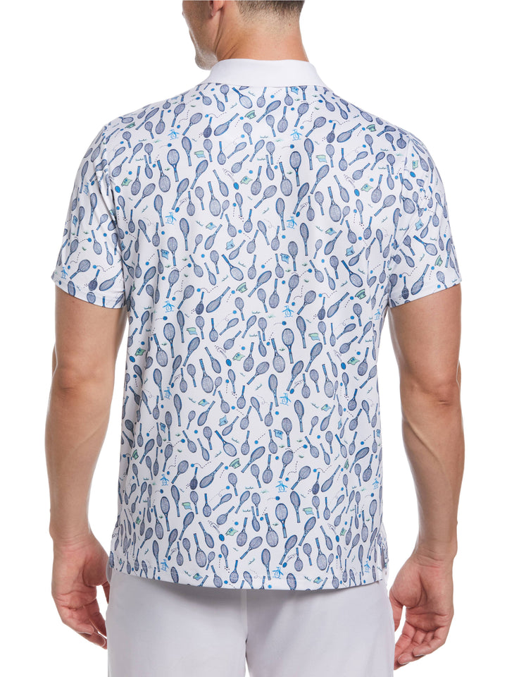 Men's Racquet Printed Tennis Golf Polo Shirt