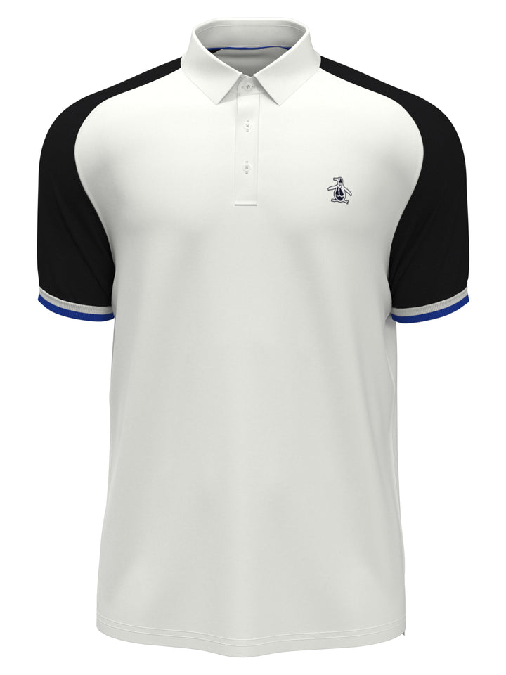 Raglan Color Block Golf Polo (Bright White) 