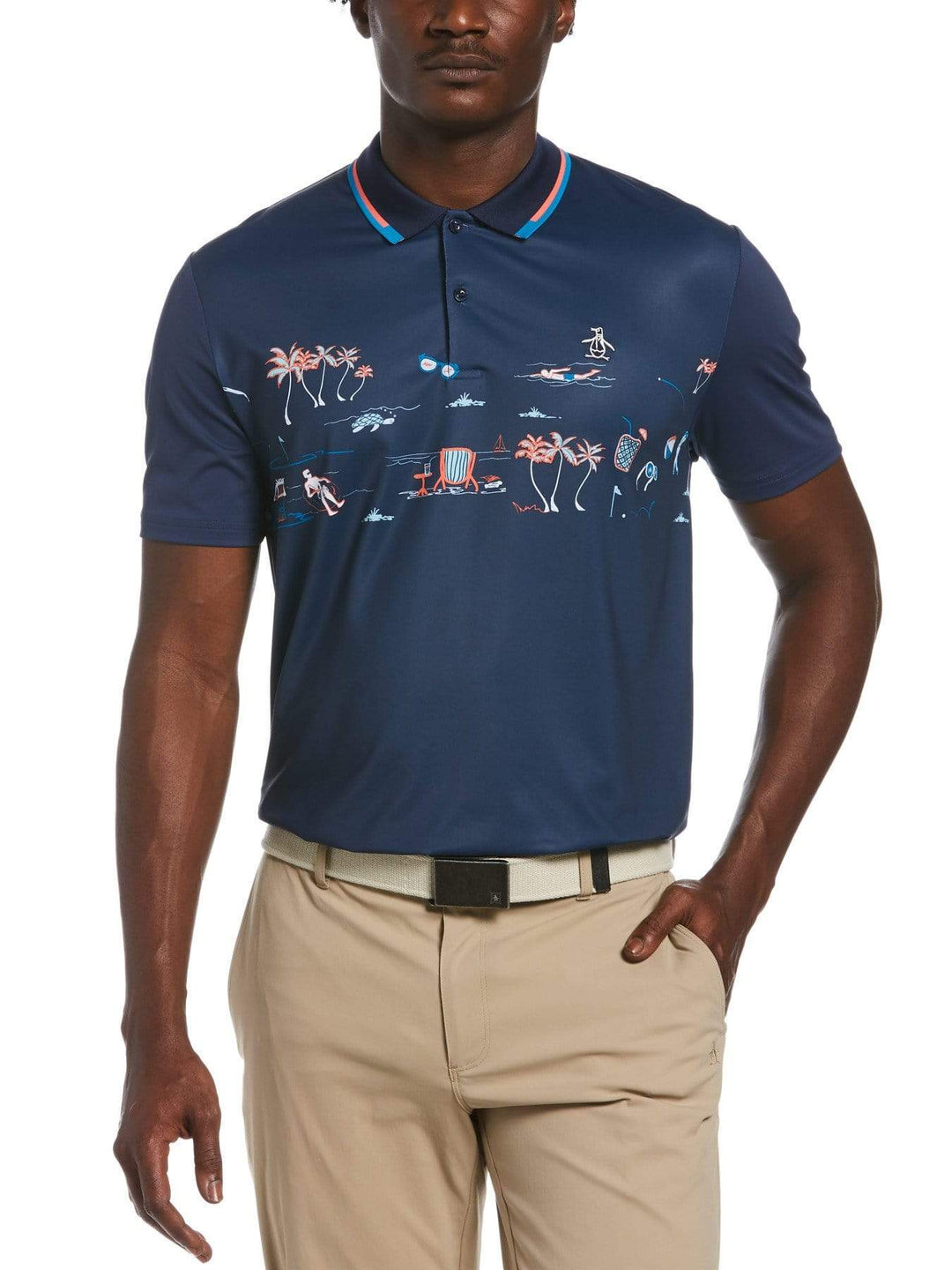 Men's Resort Chest Print Golf Polo