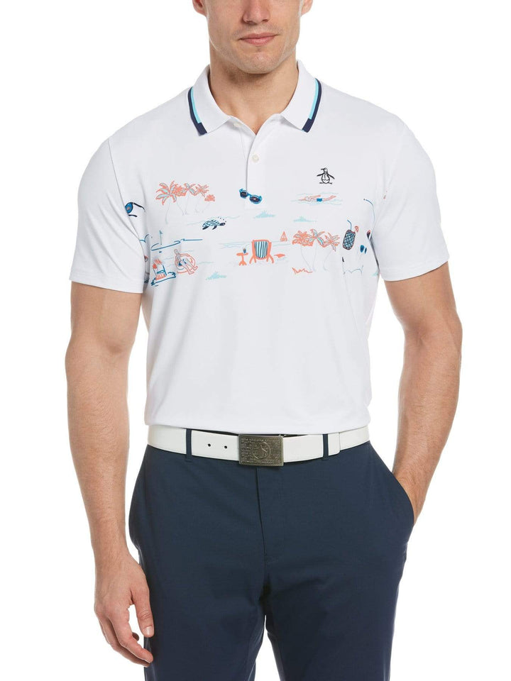 Men's Resort Chest Print Golf Polo