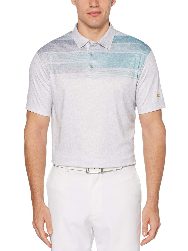 Men's Scattered Heather Chest Print Short Sleeve Golf Polo