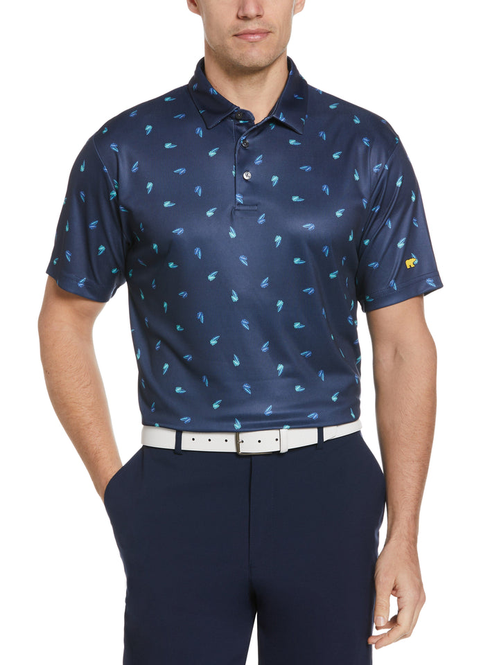 Short Sleeve Leaf Print Polo (Classic Navy) 