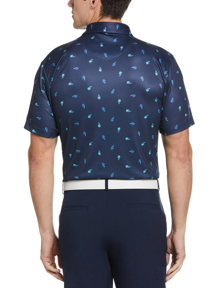 Short Sleeve Leaf Print Polo (Classic Navy) 