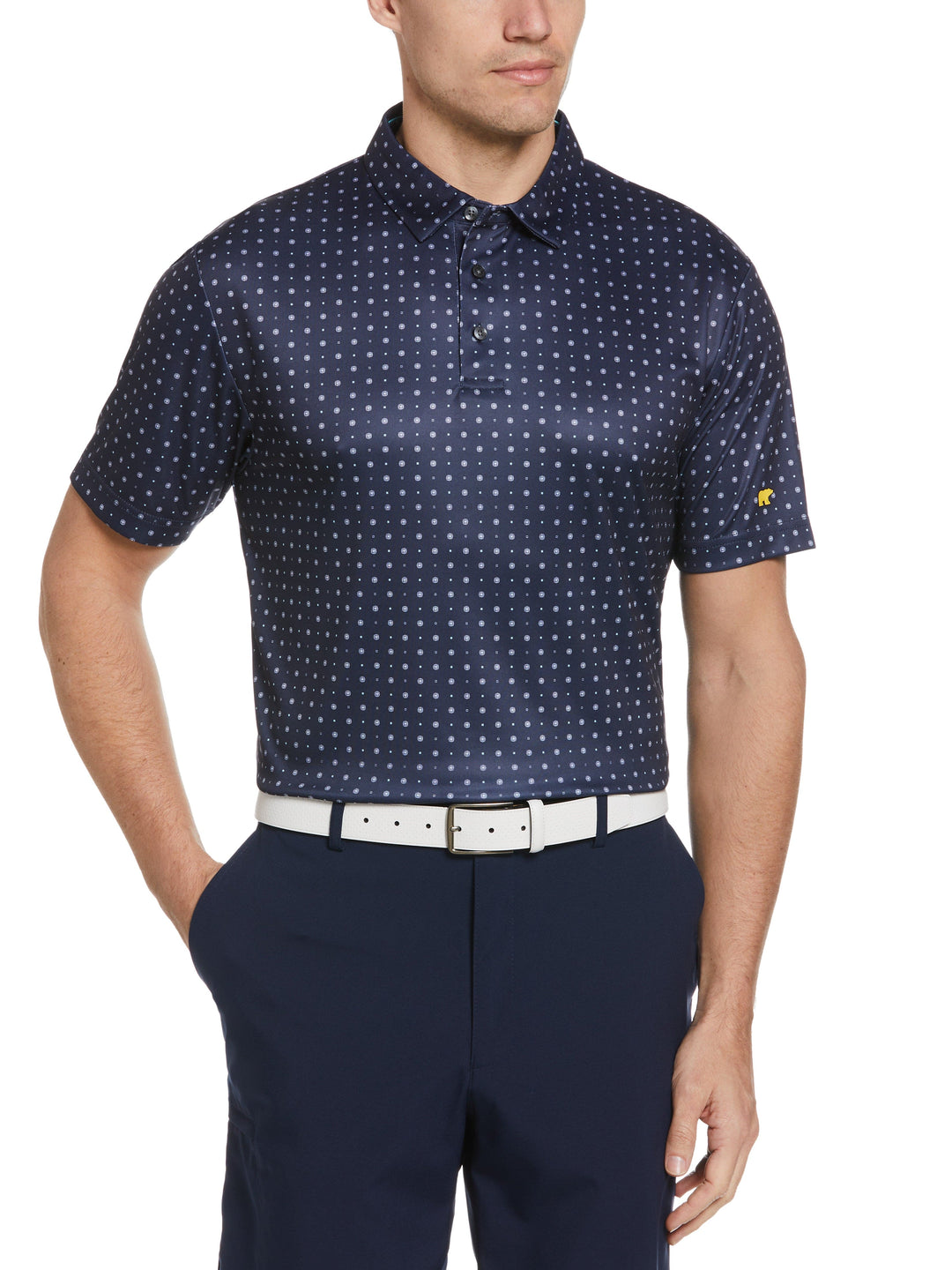 Men's Short Sleeve Mini Medallion Print Polo