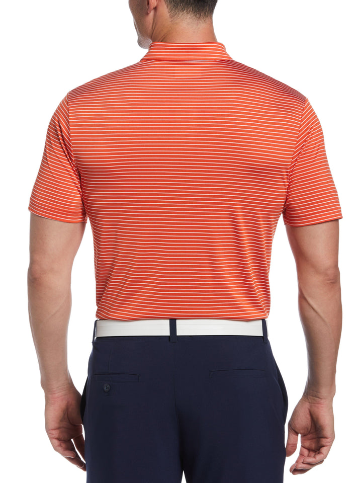 Single Feeder Stripe Golf Polo (Tangerine Tango) 