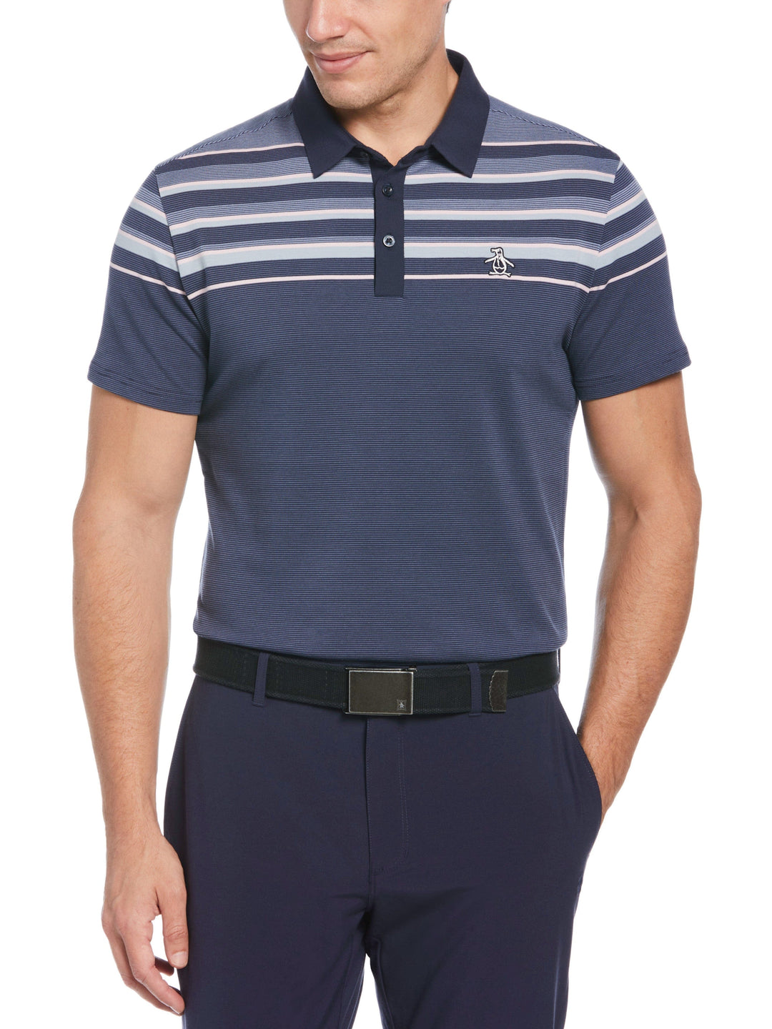 Men's Slub Color Block Golf Polo