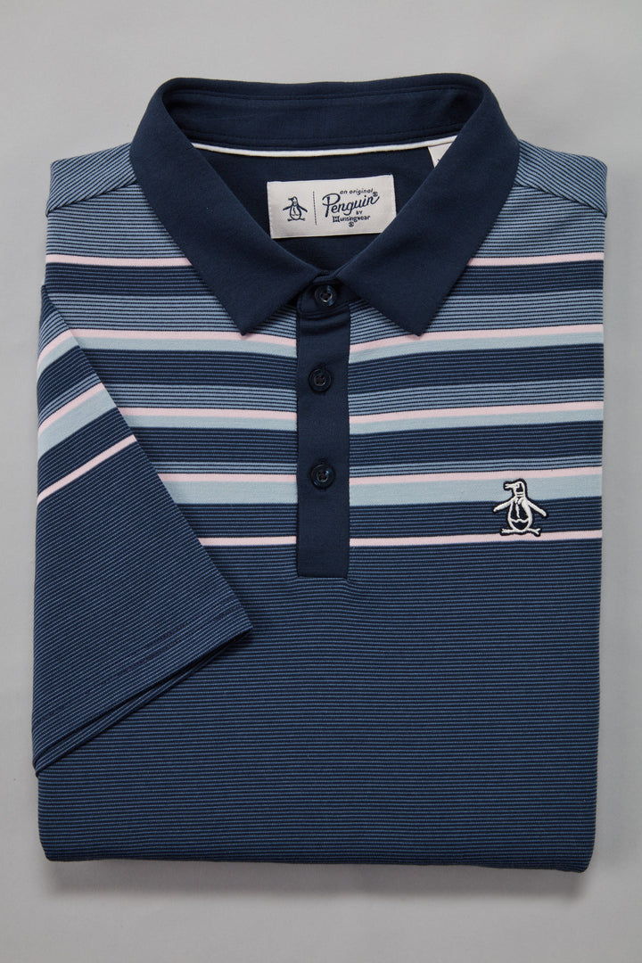 Men's Slub Color Block Golf Polo