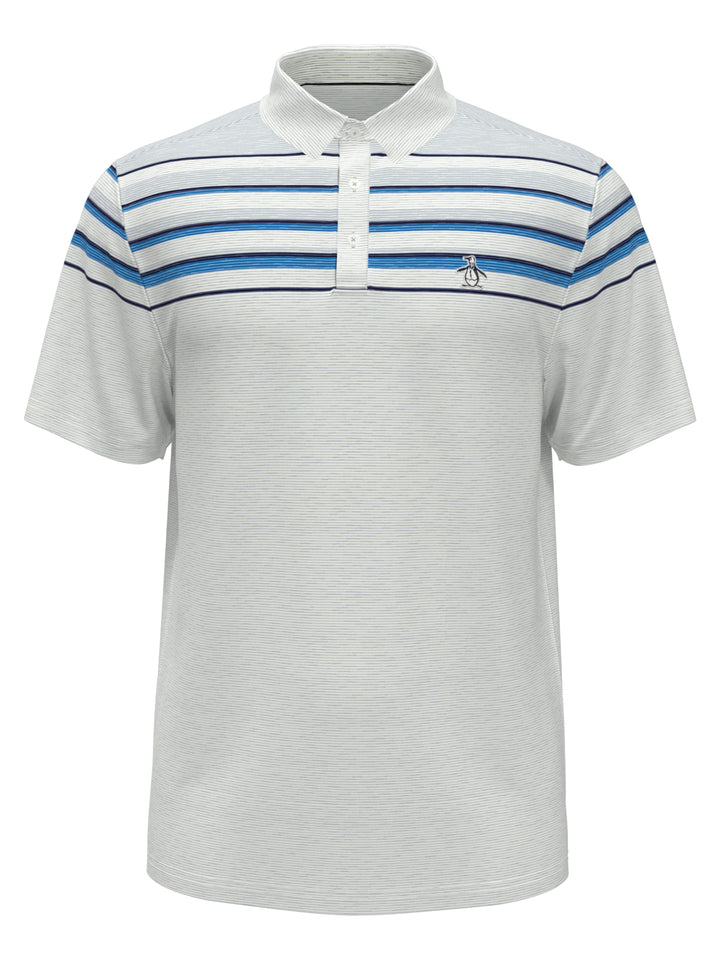 Slub Color Block Golf Polo (Bright White) 