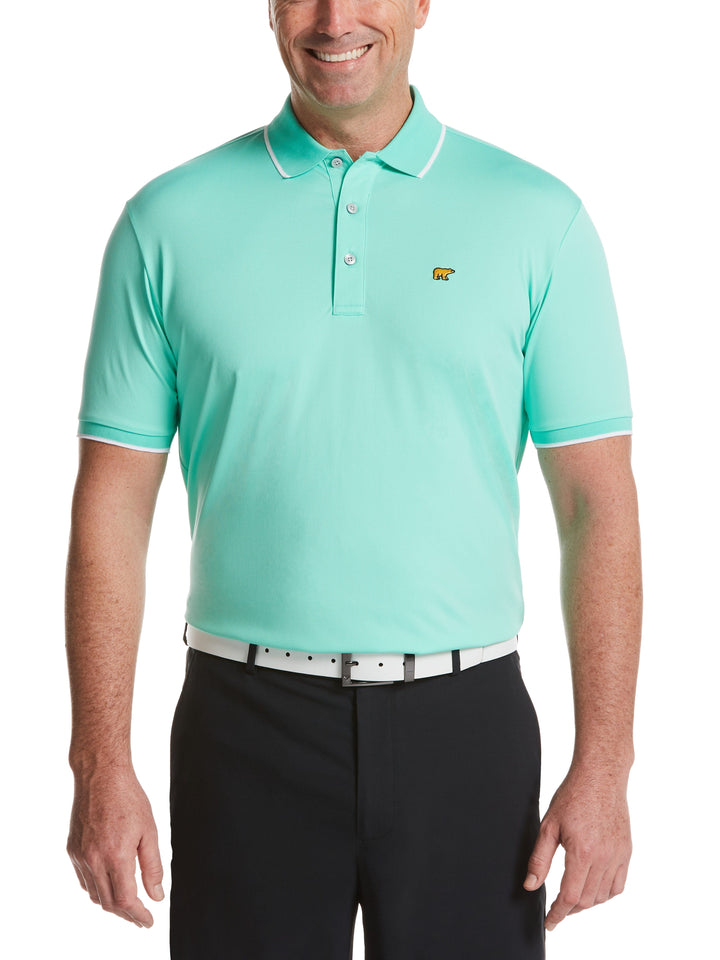 Men's Solid Golf Polo with Cuff Tipping