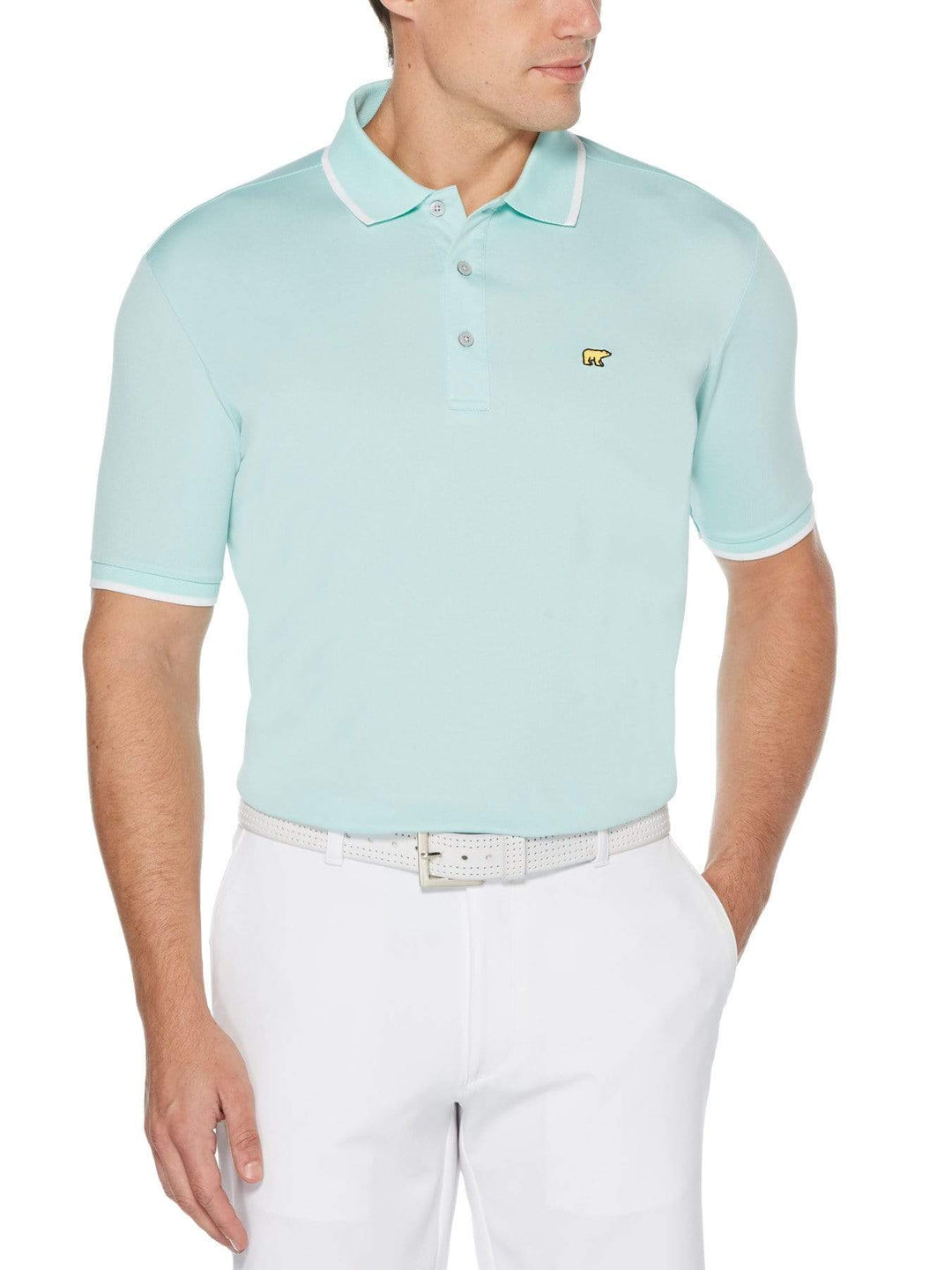 Men's Solid Golf Polo with Cuff Tipping